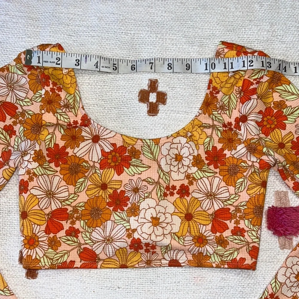Art Class Floral Rash Guard Bikini Set- Pink and Orange Floral Size XL (14)